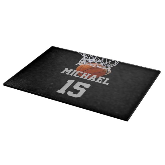 Basketball Jouw naam Snijplank (Hoek)