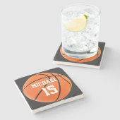 Basketball Jouw naam Stenen Onderzetter (Zijkant)