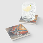 Basketball Jouw naam Stenen Onderzetter (Zijkant)