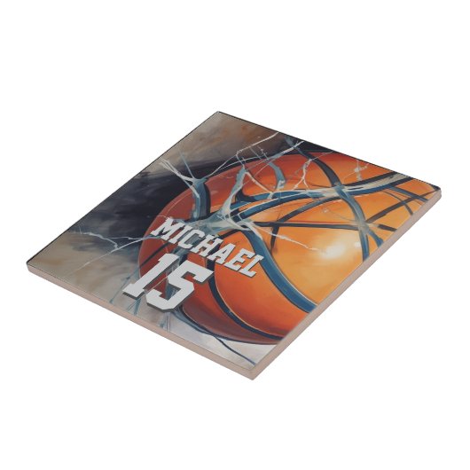 Basketball Jouw naam Tegeltje (Zijkant)