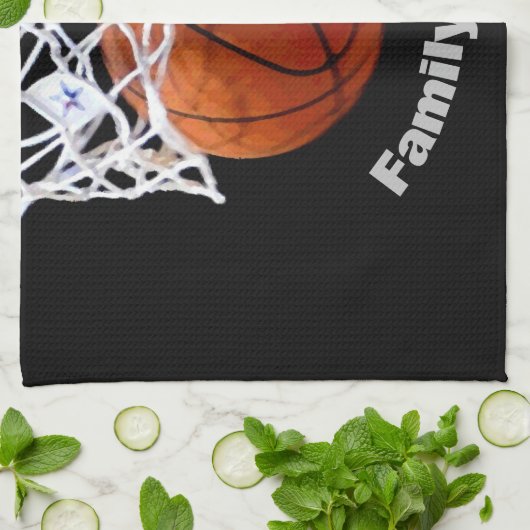 Basketball Jouw naam Theedoek (Gevouwen)