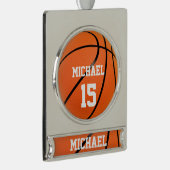 Basketball Jouw naam Verzilverd Banner Ornament (Rechts)