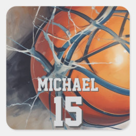 Basketball Jouw naam Vierkante Sticker