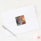 Basketball Jouw naam Vierkante Sticker (Envelop)