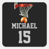 Basketball Jouw naam Vierkante Sticker (Voorkant)