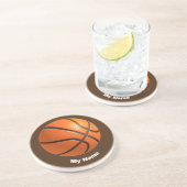 Basketball Jouw naam Zandsteen Onderzetter (Zijkant)