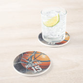 Basketball Jouw naam Zandsteen Onderzetter (Zijkant)