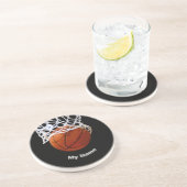 Basketball Jouw naam Zandsteen Onderzetter (Zijkant)