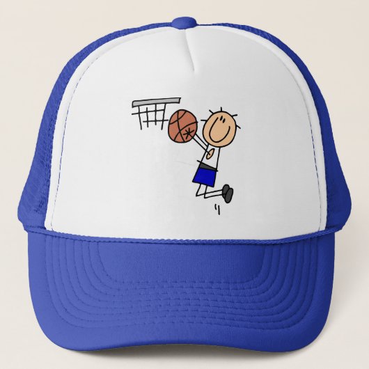 Basketball Jump Shot Blue T-shirts en cadeautjes Trucker Pet (Voorkant)