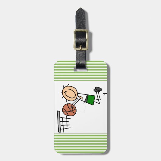 Basketball Jump Shot Green T-shirts en cadeautjes Bagagelabel (Voorkant verticaal)