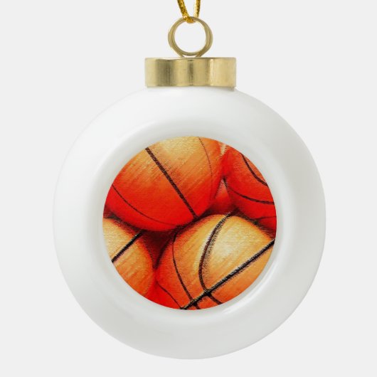 Basketball Keramische Bal Ornament (Voorkant)
