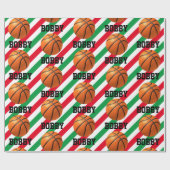 Basketball kerstbal Voeg er naam aan toe: Stripe R Cadeaupapier (Vlak)