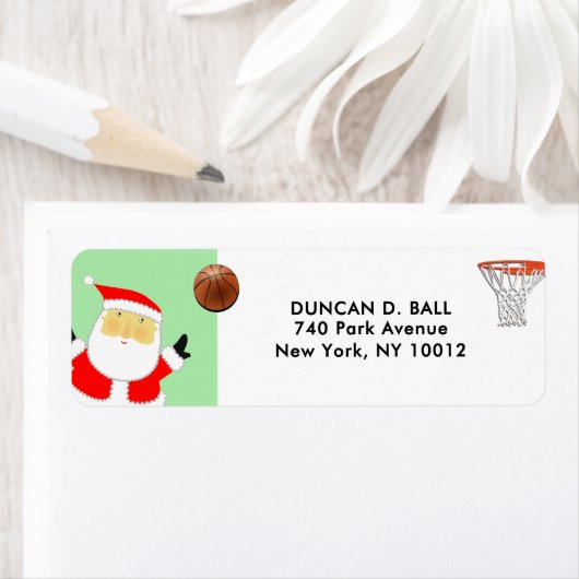 Basketball Kerstmis Etiket (Insitu)