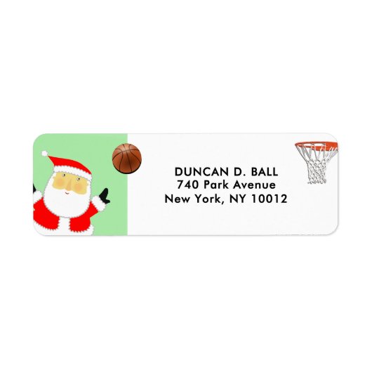 Basketball Kerstmis Etiket (Voorkant)