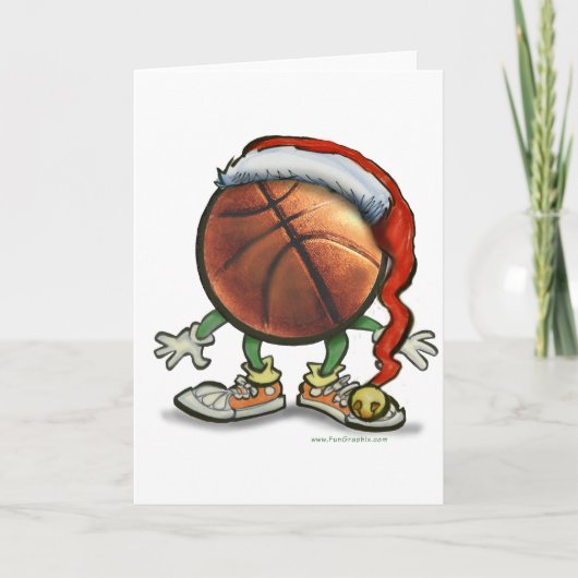Basketball Kerstmis Feestdagen Kaart (Voorkant)