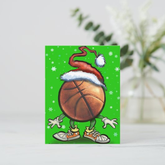 Basketball Kerstmis Feestdagenkaart (Staand voorkant)