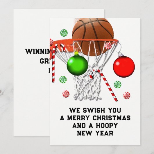 Basketball Kerstmis Feestdagenkaart (Voorkant / Achterkant)