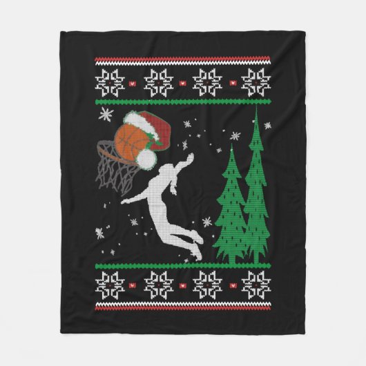 Basketball Kerstmis Fleece Deken (Voorkant)