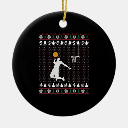 Basketball Kerstmis Keramisch Ornament (Voorkant)