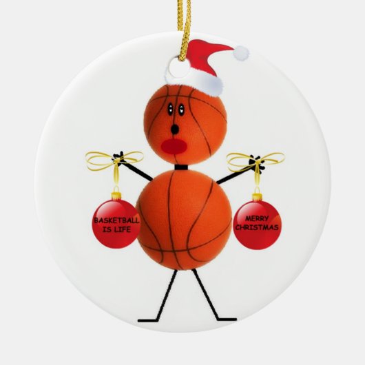 Basketball Kerstmis Keramisch Ornament (Voorkant)