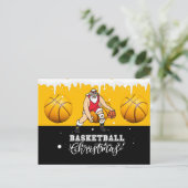 Basketball Kerstmis met Santa Claus Briefkaart (Staand voorkant)