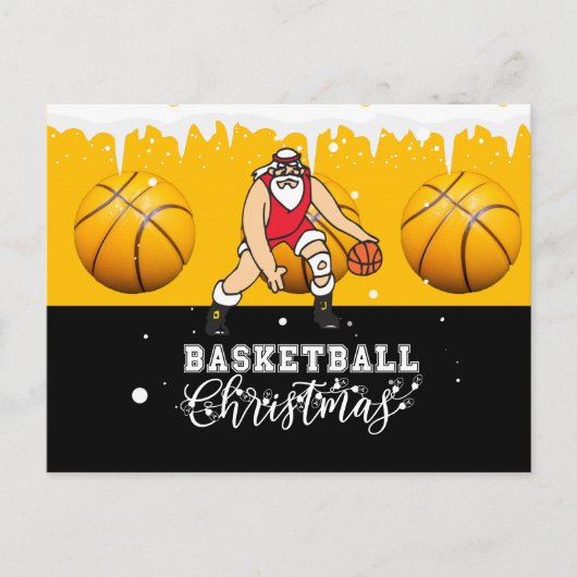 Basketball Kerstmis met Santa Claus Briefkaart (Voorkant)