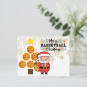 Basketball Kerstmis met Santa Claus Briefkaart (Staand voorkant)
