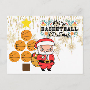 Basketball Kerstmis met Santa Claus Briefkaart