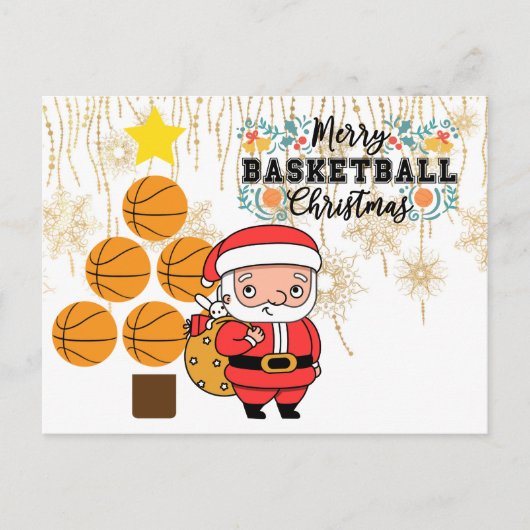 Basketball Kerstmis met Santa Claus Briefkaart (Voorkant)