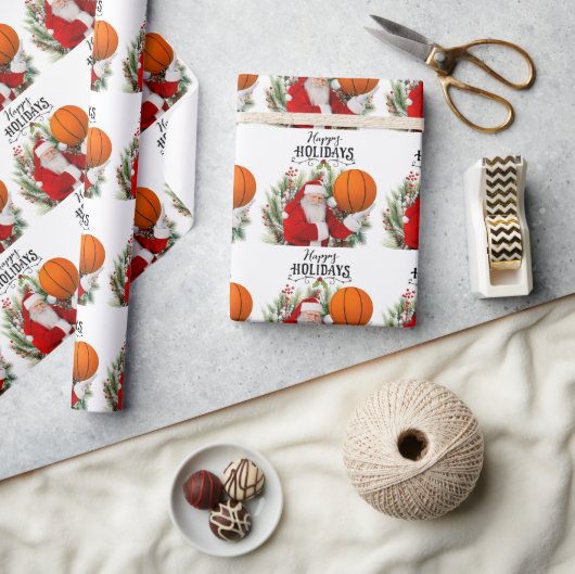 Basketball Kerstmis met Santa Claus Cadeaupapier (Crafts)