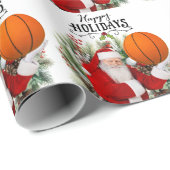 Basketball Kerstmis met Santa Claus Cadeaupapier (Rol Hoek)