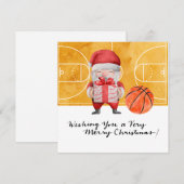 Basketball Kerstmis met Santa Claus Feestdagenkaart (Voorkant / Achterkant)