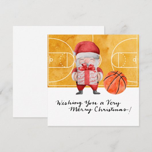 Basketball Kerstmis met Santa Claus Feestdagenkaart (Voorkant / Achterkant)