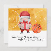 Basketball Kerstmis met Santa Claus Feestdagenkaart (Voorkant)