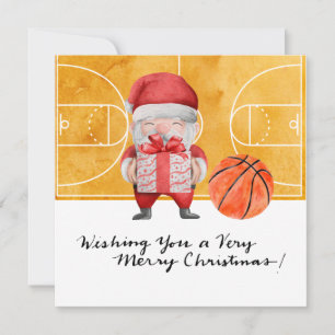 Basketball Kerstmis met Santa Claus Feestdagenkaart