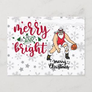 Basketball Kerstmis met Santa Claus Feestdagenkaart