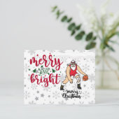 Basketball Kerstmis met Santa Claus Feestdagenkaart (Staand voorkant)