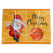 Basketball Kerstmis met Santa Claus Groot Cadeauzakje (Voorkant)