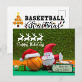 Basketball Kerstmis met Santa Claus Kaart (Voorkant / Achterkant)