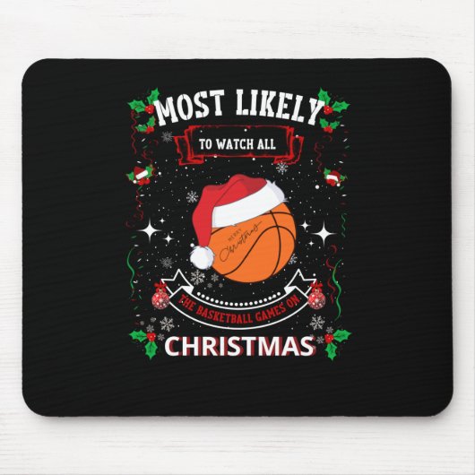 Basketball Kerstmis Muismat (Voorkant)