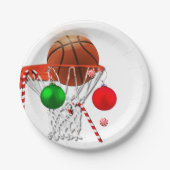 Basketball Kerstmis Papieren Bordje (Voorkant)