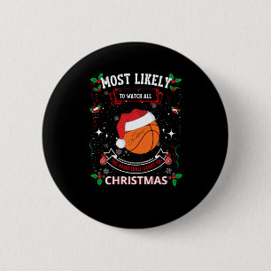 Basketball Kerstmis Ronde Button 5,7 Cm