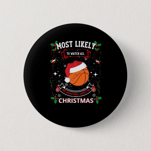 Basketball Kerstmis Ronde Button 5,7 Cm (Voorkant)