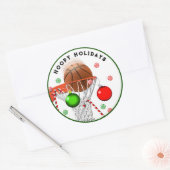 Basketball Kerstmis Ronde Sticker (Envelop)