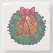 Basketball Kerstmis Stenen Onderzetter (Voorkant)