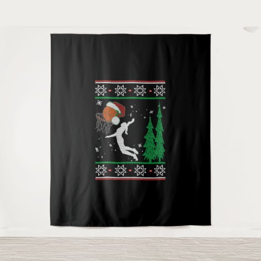 Basketball Kerstmis Wandkleed (Voorkant)