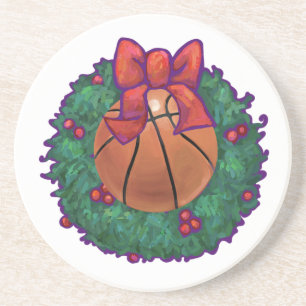 Basketball Kerstmis Zandsteen Onderzetter