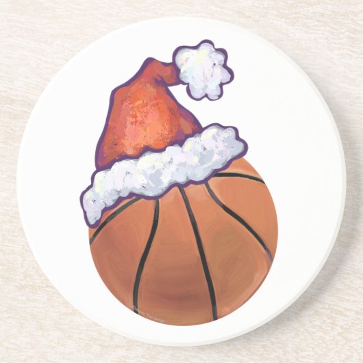 Basketball Kerstmis Zandsteen Onderzetter (Voorkant)