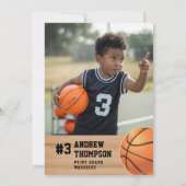 Basketball Kids Birthday Party Ticket Invitation Kaart (Achterkant)