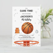 Basketball Kids Boy Birthday Party Invitation Kaart (Staand voorkant)